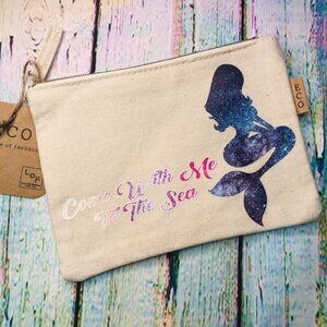 Mermaid Ocean Fun! Tropical Beach Arial Make Up Bag Pouch ECO Recycled Cotton